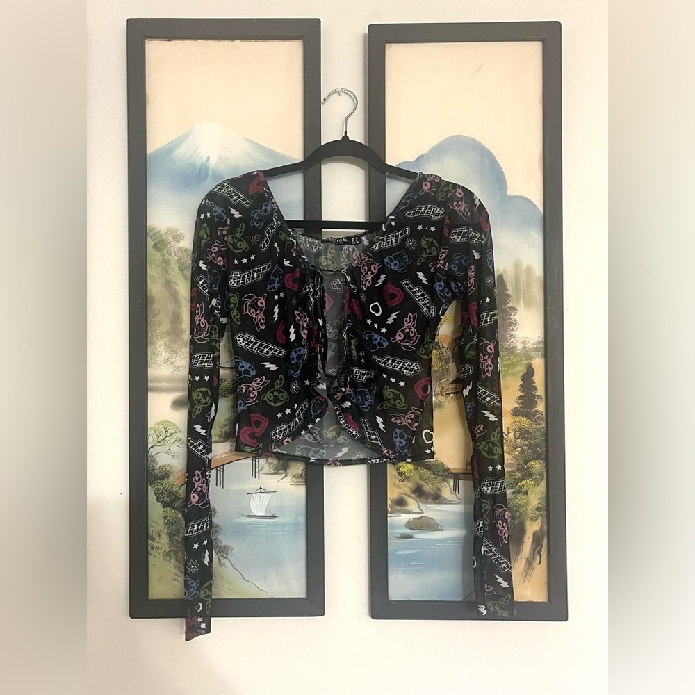 NastyGal Powerpuff Girls Sheer Long Sleeve Top